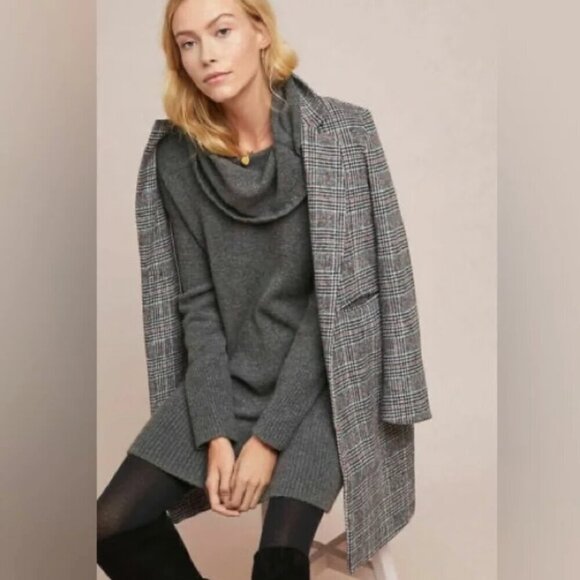 Anthropologie Sonoran Cowl Neck Sweater Dress Grey XS Long Sleeve Minimalist - Picture 2 of 7
